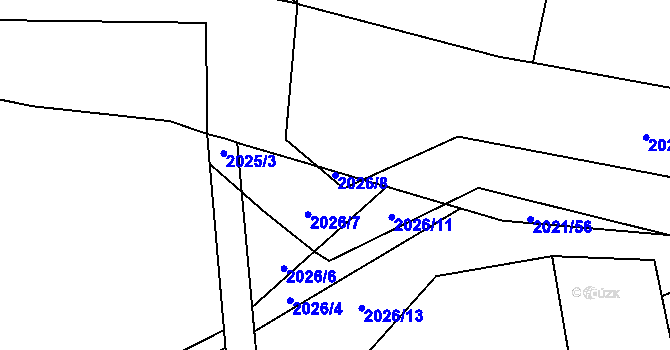 Parcela st. 2026/8 v KÚ Třemošná, Katastrální mapa