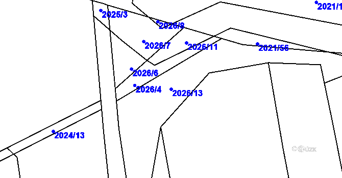 Parcela st. 2026/13 v KÚ Třemošná, Katastrální mapa