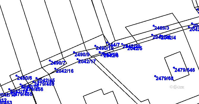 Parcela st. 2042/19 v KÚ Třemošná, Katastrální mapa