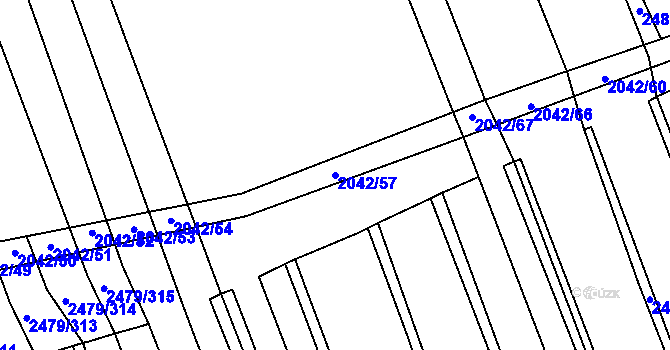 Parcela st. 2042/57 v KÚ Třemošná, Katastrální mapa