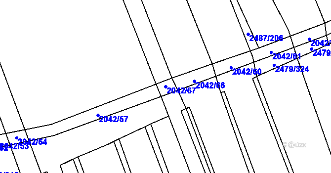 Parcela st. 2042/67 v KÚ Třemošná, Katastrální mapa