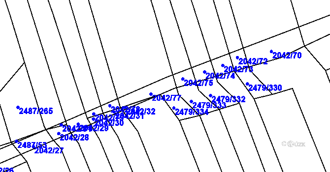 Parcela st. 2042/76 v KÚ Třemošná, Katastrální mapa