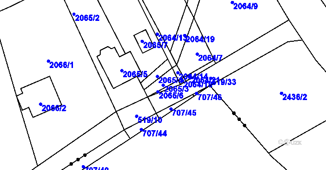 Parcela st. 2065/3 v KÚ Třemošná, Katastrální mapa