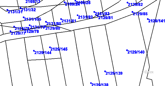 Parcela st. 2129/147 v KÚ Třemošná, Katastrální mapa