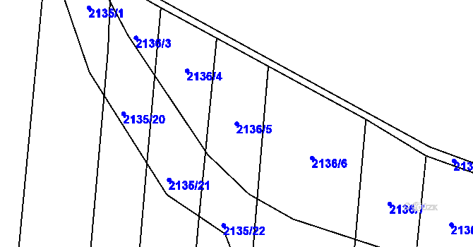 Parcela st. 2136/5 v KÚ Třemošná, Katastrální mapa