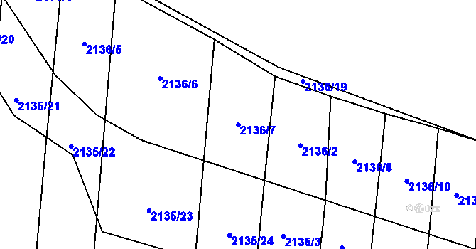 Parcela st. 2136/7 v KÚ Třemošná, Katastrální mapa