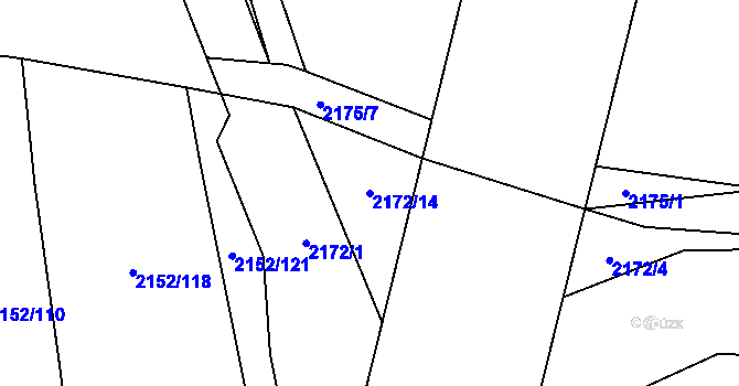 Parcela st. 2172/14 v KÚ Třemošná, Katastrální mapa