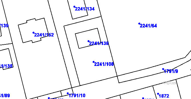 Parcela st. 2241/109 v KÚ Třemošná, Katastrální mapa