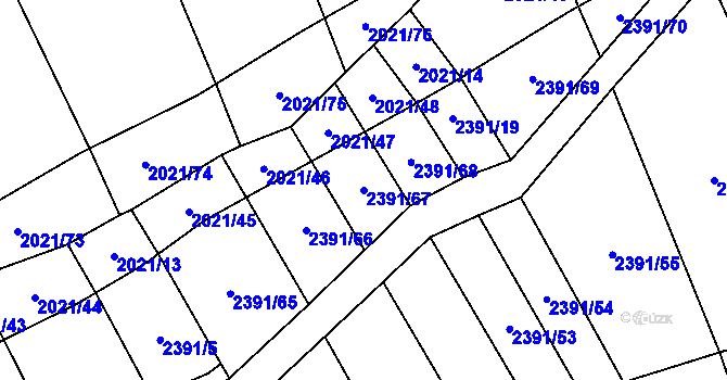 Parcela st. 2391/67 v KÚ Třemošná, Katastrální mapa