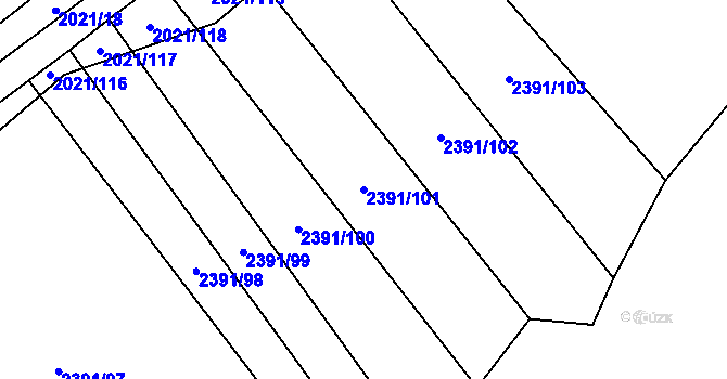 Parcela st. 2391/101 v KÚ Třemošná, Katastrální mapa