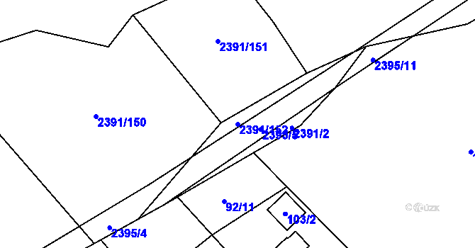 Parcela st. 2391/152 v KÚ Třemošná, Katastrální mapa