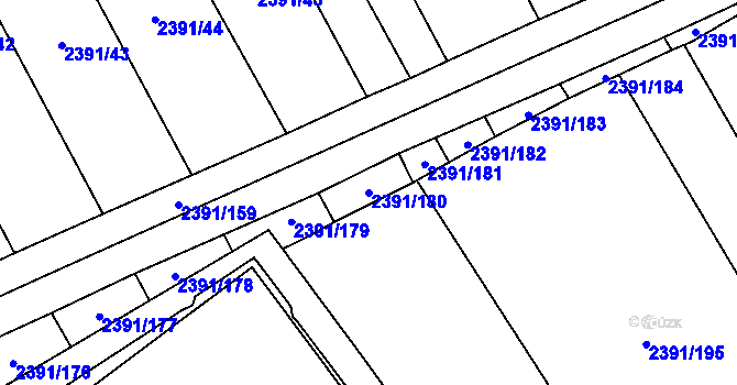 Parcela st. 2391/180 v KÚ Třemošná, Katastrální mapa