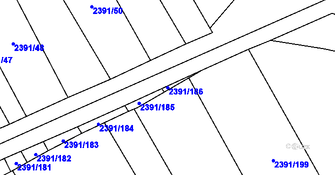 Parcela st. 2391/186 v KÚ Třemošná, Katastrální mapa