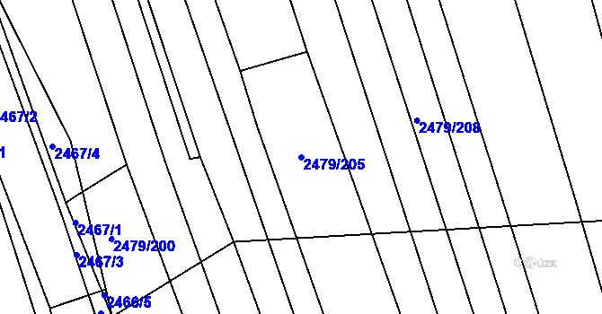 Parcela st. 2479/205 v KÚ Třemošná, Katastrální mapa