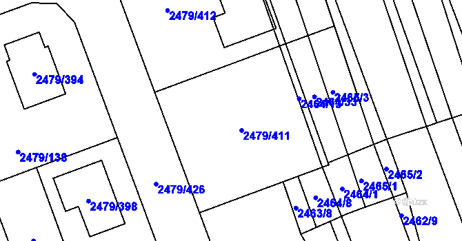 Parcela st. 2479/411 v KÚ Třemošná, Katastrální mapa