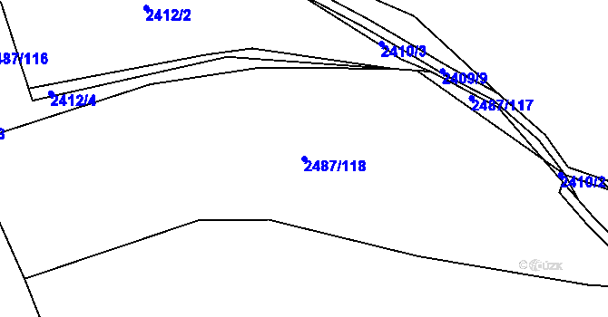 Parcela st. 2487/118 v KÚ Třemošná, Katastrální mapa