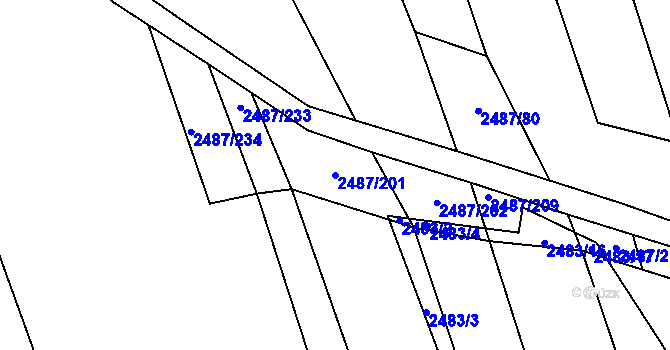 Parcela st. 2487/201 v KÚ Třemošná, Katastrální mapa