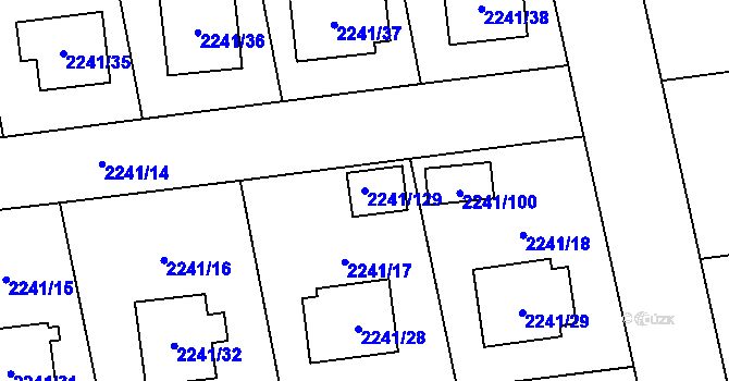 Parcela st. 2241/129 v KÚ Třemošná, Katastrální mapa
