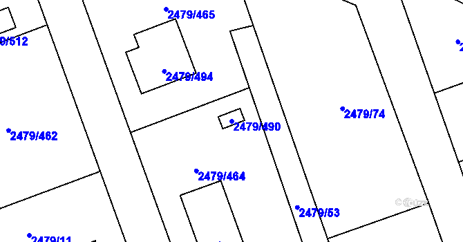 Parcela st. 2479/490 v KÚ Třemošná, Katastrální mapa