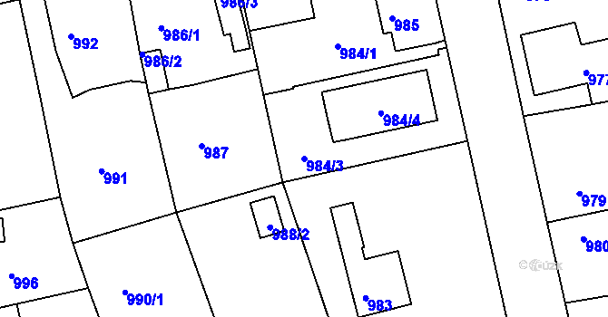 Parcela st. 984/3 v KÚ Třemošná, Katastrální mapa