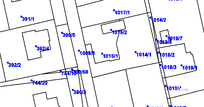 Parcela st. 1015/1 v KÚ Třemošná, Katastrální mapa