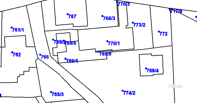 Parcela st. 769/9 v KÚ Třemošná, Katastrální mapa