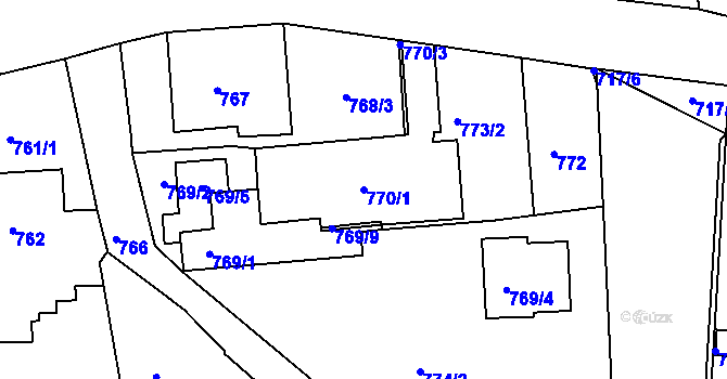 Parcela st. 770/1 v KÚ Třemošná, Katastrální mapa