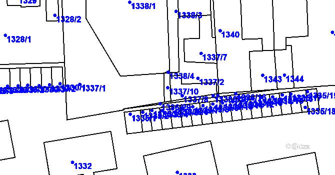 Parcela st. 1337/10 v KÚ Třemošná, Katastrální mapa