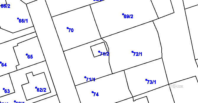 Parcela st. 71/2 v KÚ Třemošná, Katastrální mapa