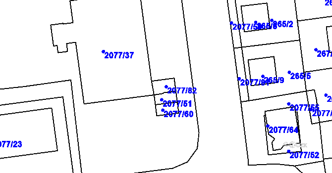 Parcela st. 2077/82 v KÚ Třemošná, Katastrální mapa