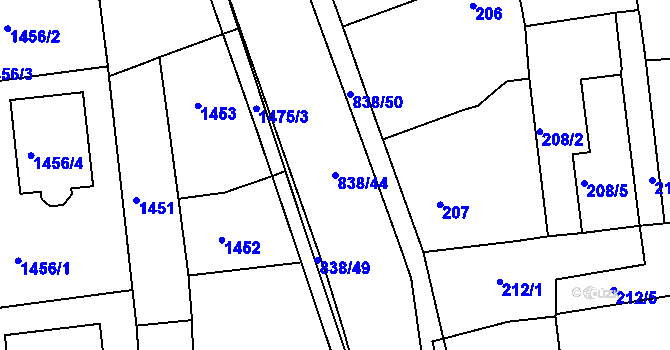 Parcela st. 838/44 v KÚ Třemošná, Katastrální mapa