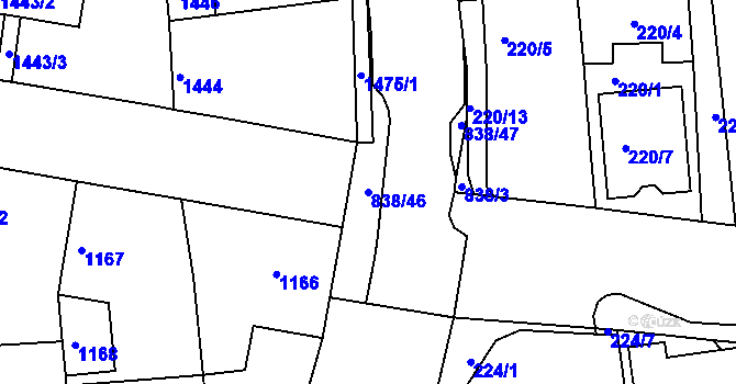 Parcela st. 838/46 v KÚ Třemošná, Katastrální mapa