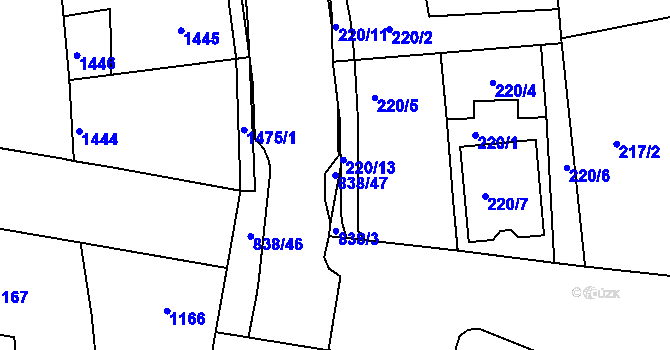 Parcela st. 838/47 v KÚ Třemošná, Katastrální mapa