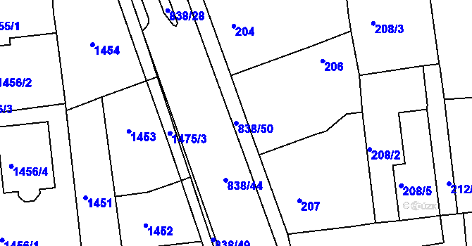 Parcela st. 838/50 v KÚ Třemošná, Katastrální mapa