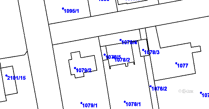 Parcela st. 1078/5 v KÚ Třemošná, Katastrální mapa