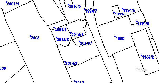 Parcela st. 2014/7 v KÚ Třemošná, Katastrální mapa