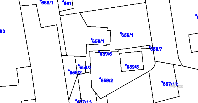 Parcela st. 659/6 v KÚ Třemošná, Katastrální mapa