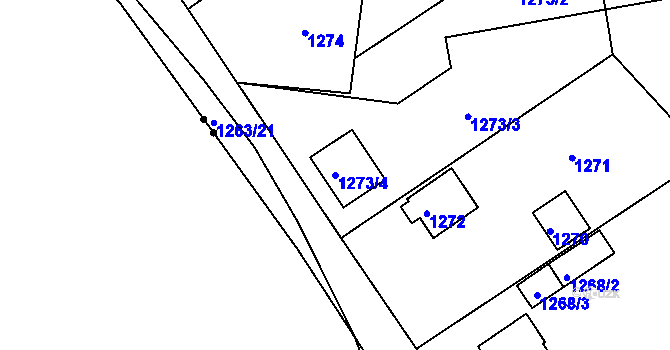 Parcela st. 1273/4 v KÚ Třemošná, Katastrální mapa