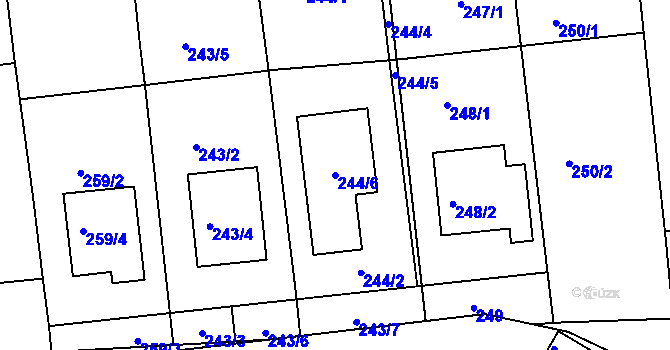 Parcela st. 244/6 v KÚ Třemošná, Katastrální mapa