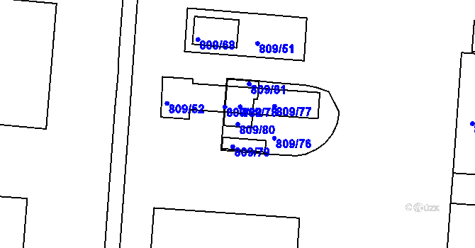 Parcela st. 809/80 v KÚ Třemošná, Katastrální mapa