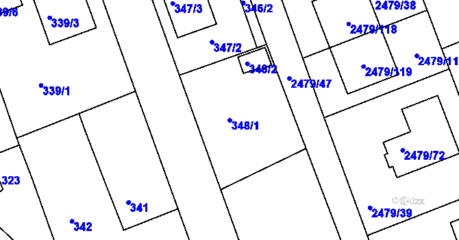 Parcela st. 348/1 v KÚ Třemošná, Katastrální mapa