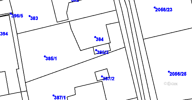 Parcela st. 385/2 v KÚ Třemošná, Katastrální mapa