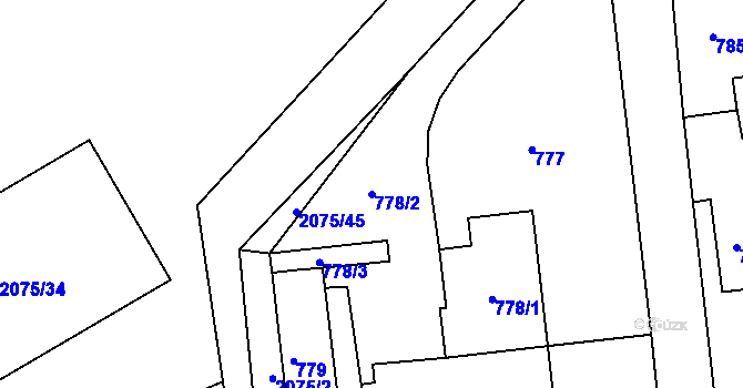 Parcela st. 778/2 v KÚ Třemošná, Katastrální mapa