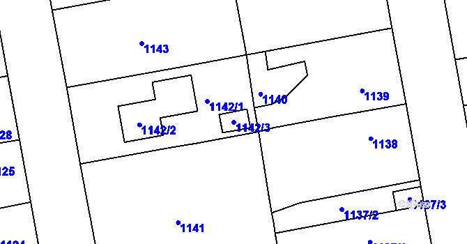 Parcela st. 1142/3 v KÚ Třemošná, Katastrální mapa