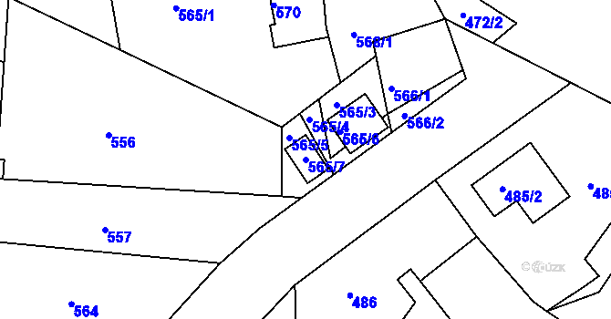 Parcela st. 565/7 v KÚ Třemošná, Katastrální mapa