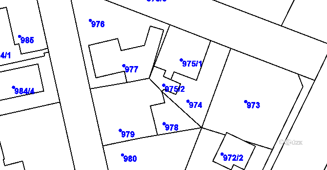 Parcela st. 975/2 v KÚ Třemošná, Katastrální mapa