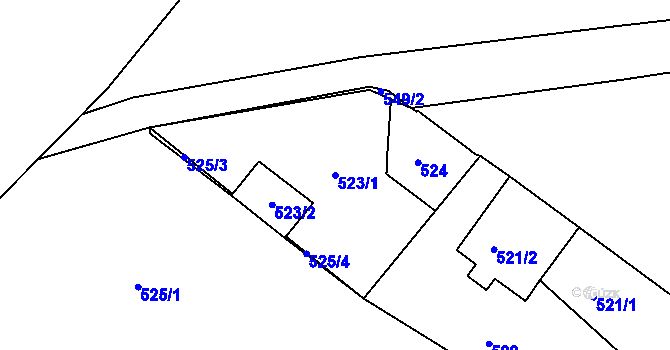 Parcela st. 523/1 v KÚ Třemošná, Katastrální mapa