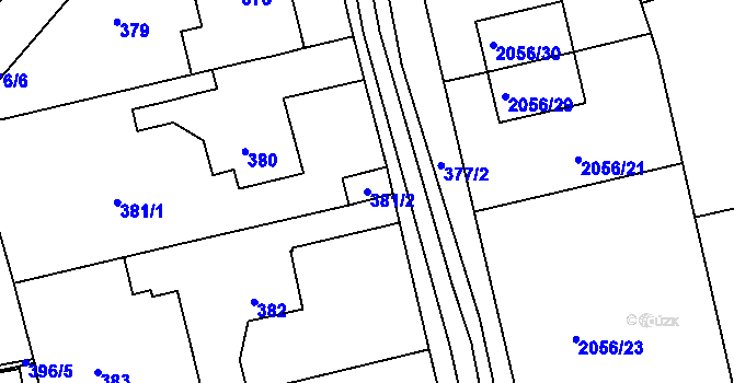Parcela st. 381/2 v KÚ Třemošná, Katastrální mapa
