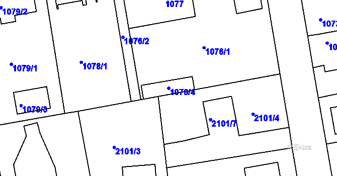 Parcela st. 1076/4 v KÚ Třemošná, Katastrální mapa