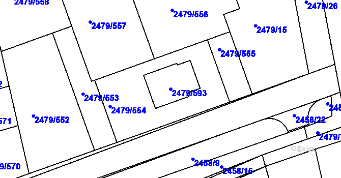Parcela st. 2479/593 v KÚ Třemošná, Katastrální mapa